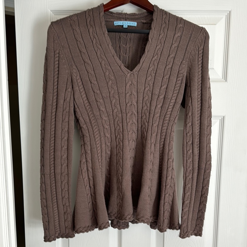 Antonio Melani Brown Cable Knit Sweater